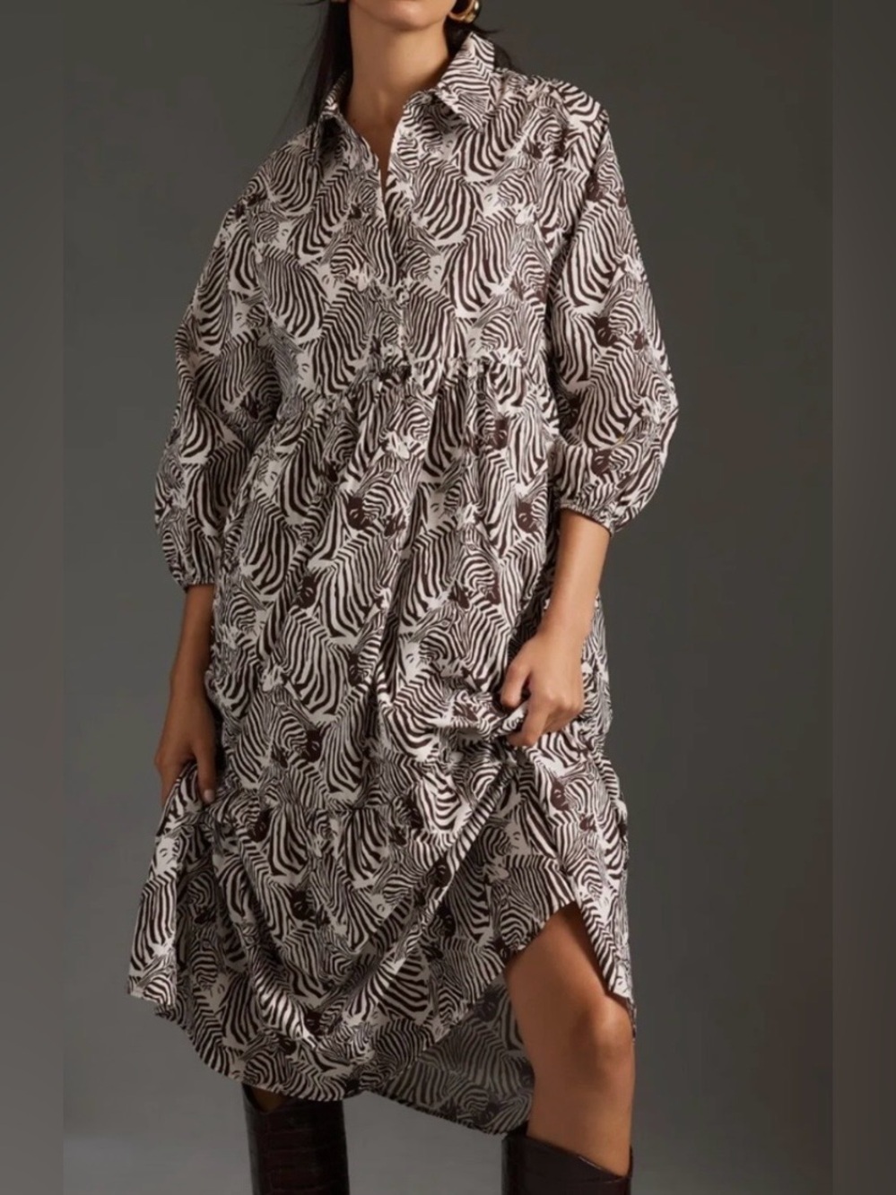 Anthropologie The Bettina Tiered Shirt
Dress by Maeve XS Zebra